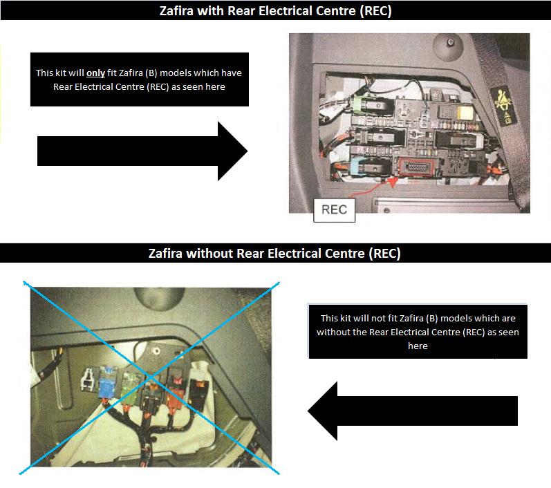 7 Pin Towbar Wiring Vauxhall Zafira B 2005 to 2015 (with REC only